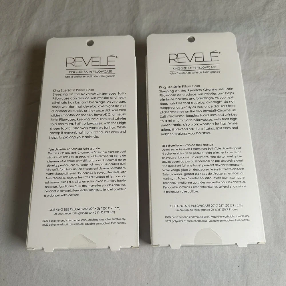 2 Revele King Size White Satin Pillowcases New reduces wrinkles & hair breakage